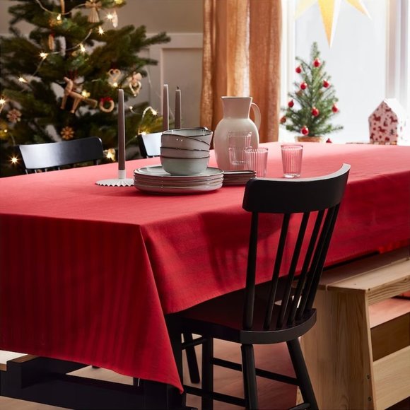 IKEA VINTERFINT Tablecloth, stripe pattern red, 57x126" - Picture 1 of 5